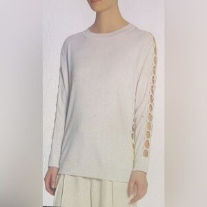 Chloe beige cut out Cashmere silk sweater size medium flawed.